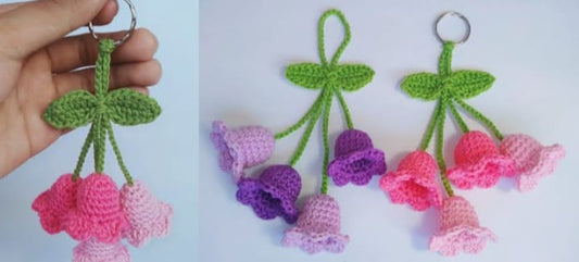 Purple flowers crochet Key Ring