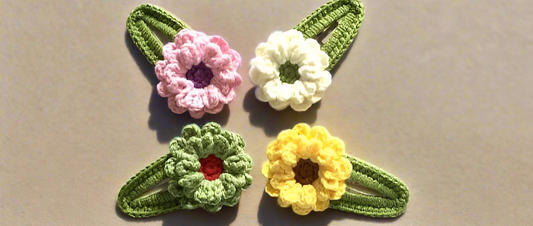Handmade khwahish crochet hair clips with multiple beautiful flowers