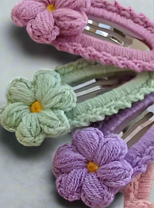 Handmade light color hair clip have classical flower pattern- three combos