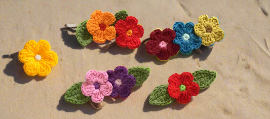 Premium khwahish crochet beautiful magic flowers hair clip pack of 4